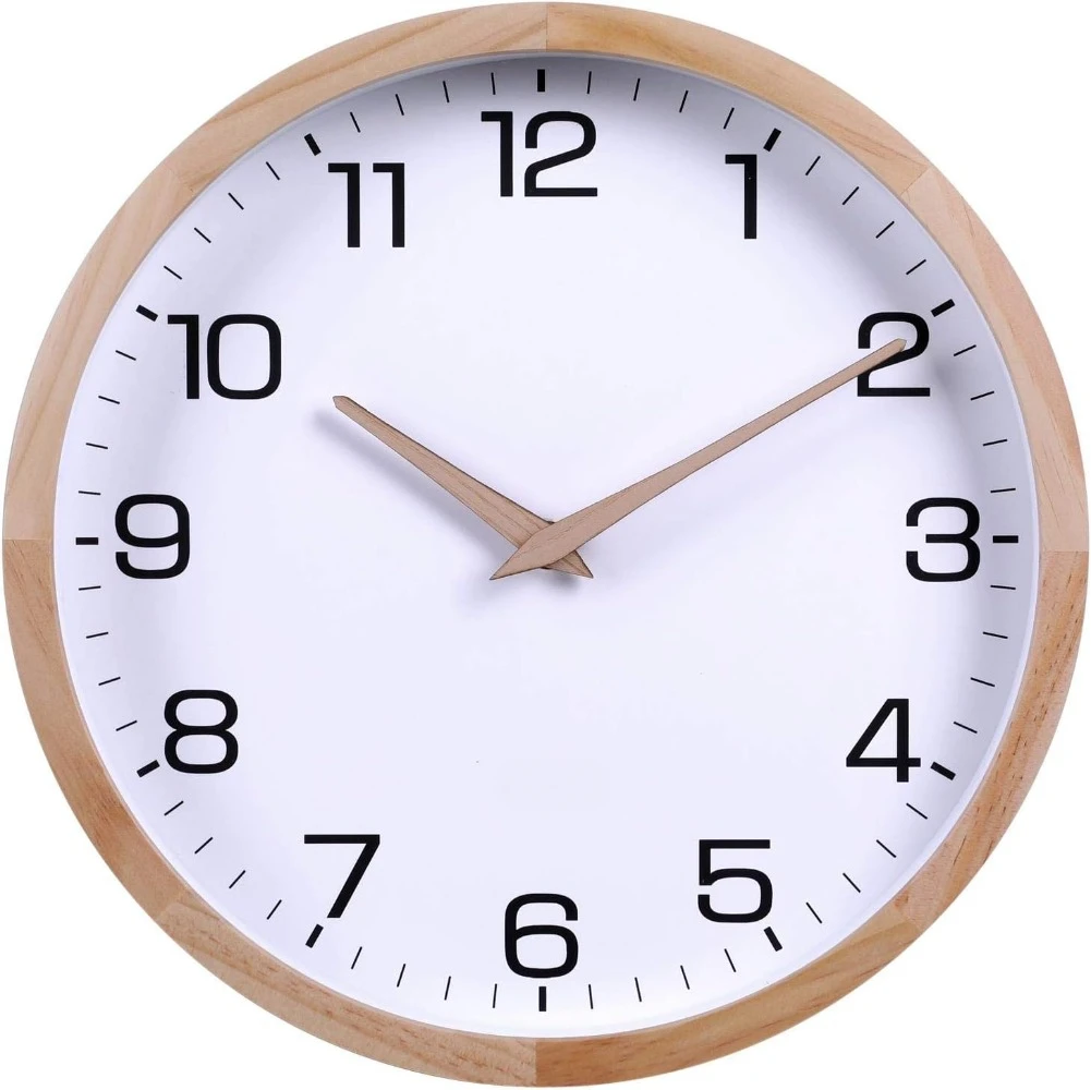 

12 Inch Wooden Round Silent Wall Clock White Wooden Wall Clock for Living Room Bedroom Office Vintage Home Decoration