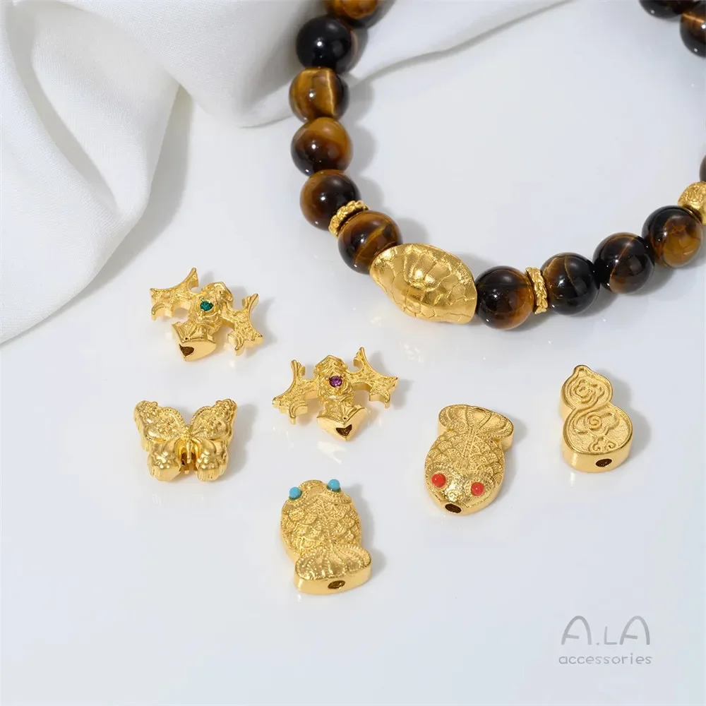 

Z461 Vietnamese Sand Gold Goldfish Gourd Beaded Bucket Bead Pendant Bracelet Material Diy Jewelry Beaded Accessories