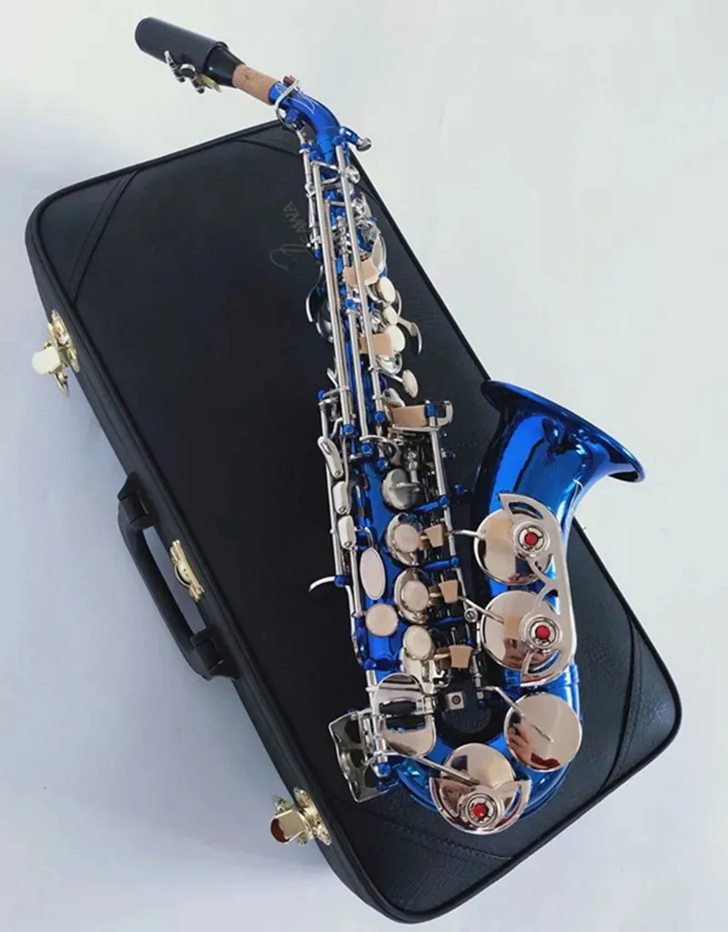 

2026 hot new Professional Grade Soprano Saxophone S-991 Sky Blue Silver Key B Flat Saxophone