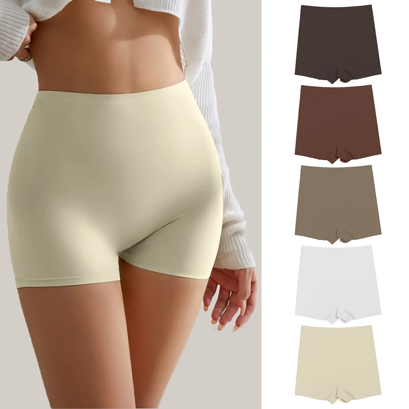 Women Seamless Ice Silk Safety Shorts Breathable Pants Under Skirt Underwear No Curling Boxers For Women 2024  Underwear Panty