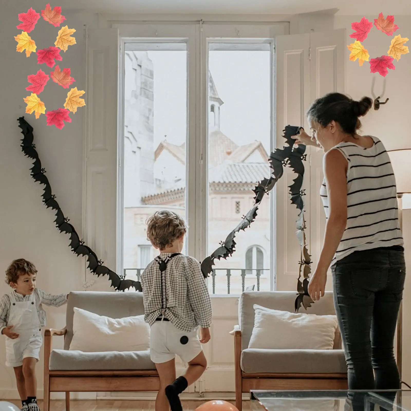 

250pcs Simulated Maple Leaf Props Artificial Decorative Leaves for Halloween Thanksgiving Christmas Wedding Home Bar Decoration