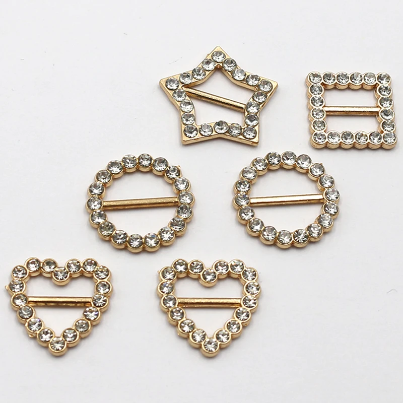 LKERAN 10 Pieces/Bag Gold Alloy Variety Rhinestone Buckle Wedding Invitation Card Decoration DIY Hair Accessories Free Of Shipp