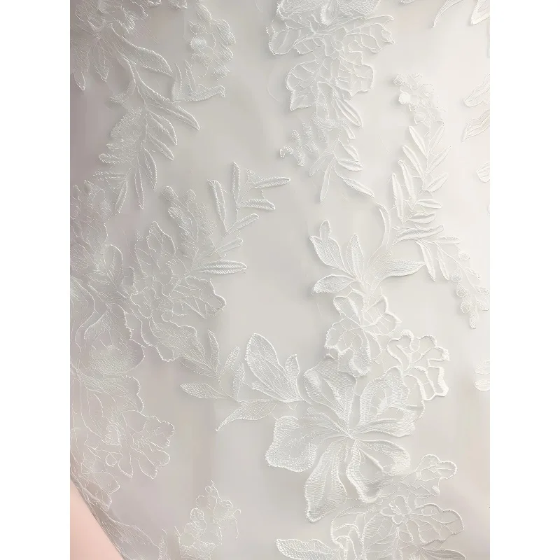 Elegant Off - Shoulder Wedding Dress Women's White Lace Mermaid Gown with Sheer Short Sleeves for Romantic Party Gown Customized