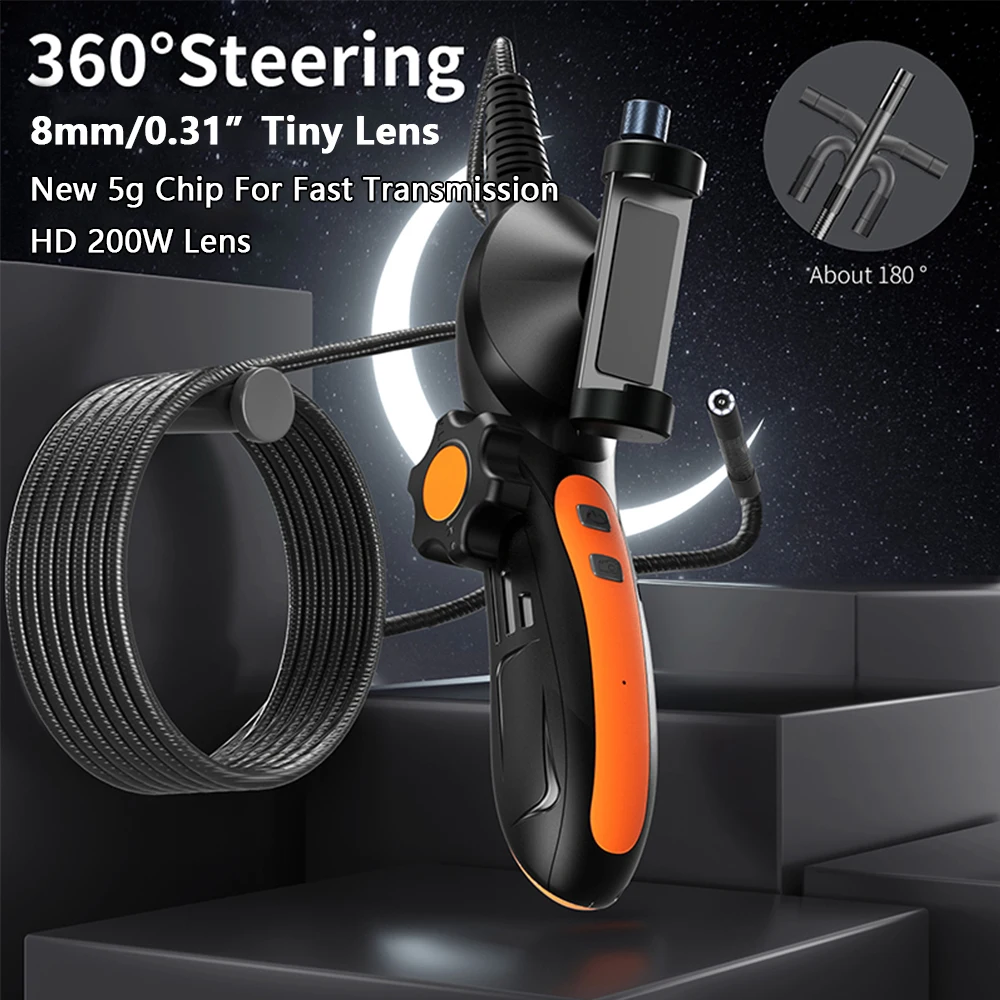 8LED Industrial Endoscope 1080P 5G Wifi wireless HDBorescope Inspection Camera Soft snake cable