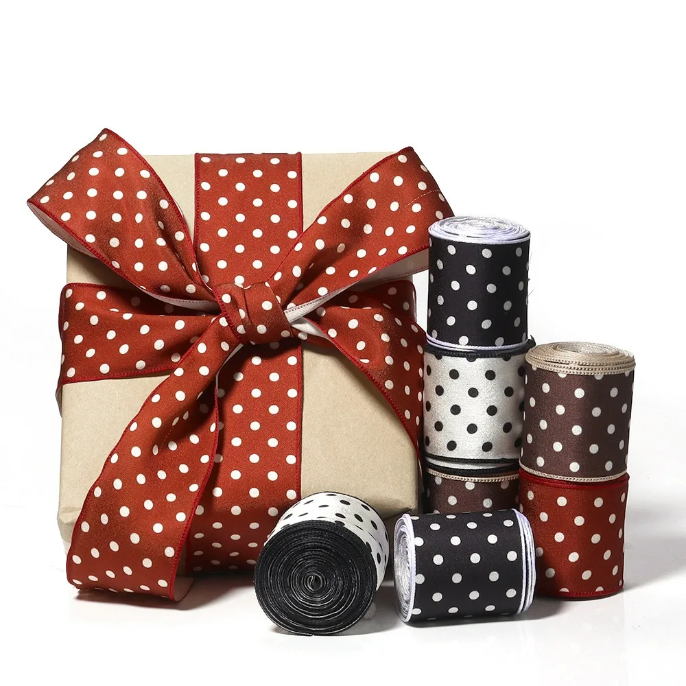 

Decorative Polka Dot Printed Polka Dot Ribbons Polyester 40mm Width DIY Ribbons 3 Yards Decoration Ribbon Gift Wrapping