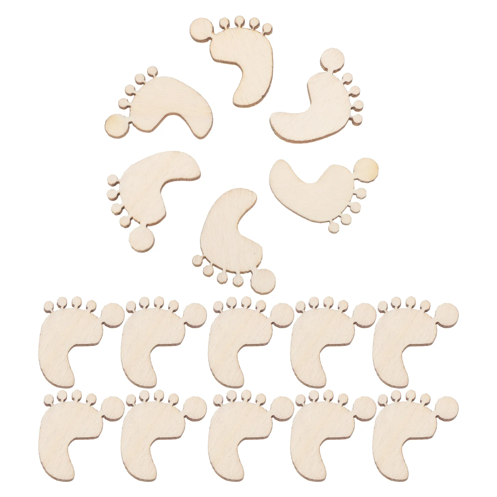 

50pcs Wooden Footprint Embellishments Color Blank Diy Crafts For Scrapbooking Decoupage Sign Making Unfinished Plain Smooth