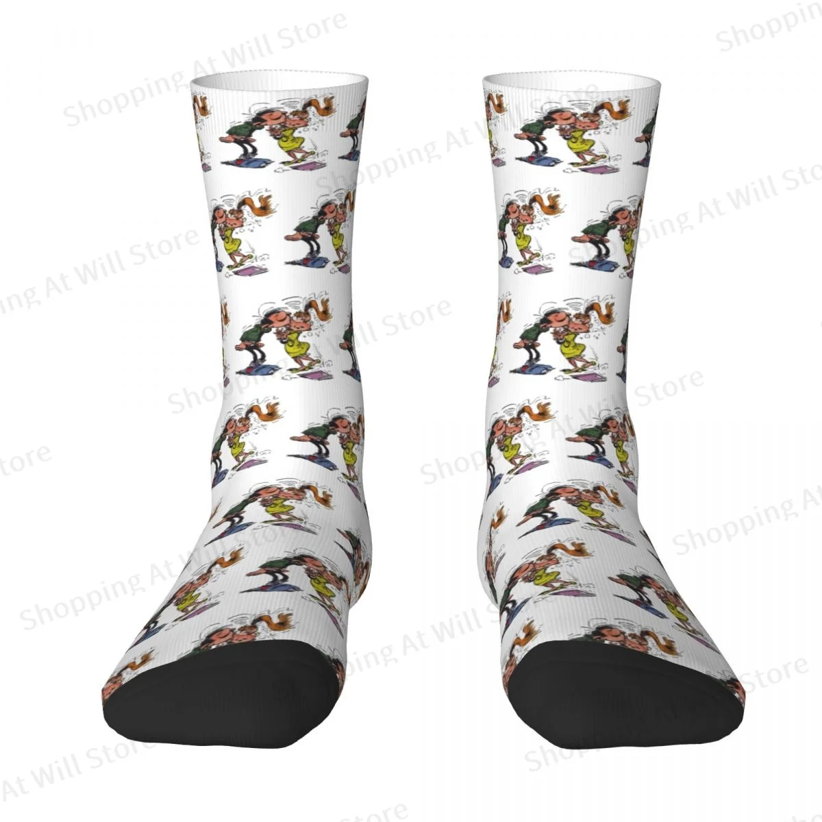 Gaston Lagaffe Anime Men Women Happy Socks Outdoor Novelty Spring Summer Autumn Winter Stockings Gift