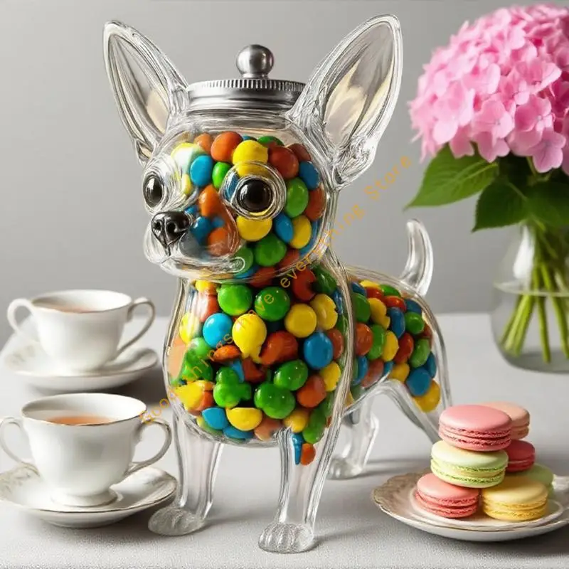 

Chihuahua Dog Glass Pet Treat Jar Airtight Cookie Container For Kitchen Counter Storage And Dog Lover Home Decors Gift 55KF