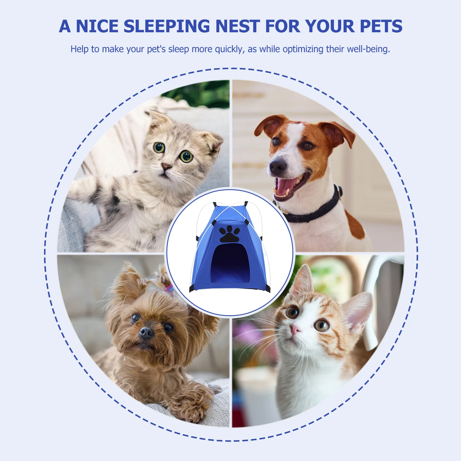 

Breathable Dog Tent Summer Pet House Indoor Comfortable Sleeping Hut for Small Animals Washable Detachable Cool Resting Place
