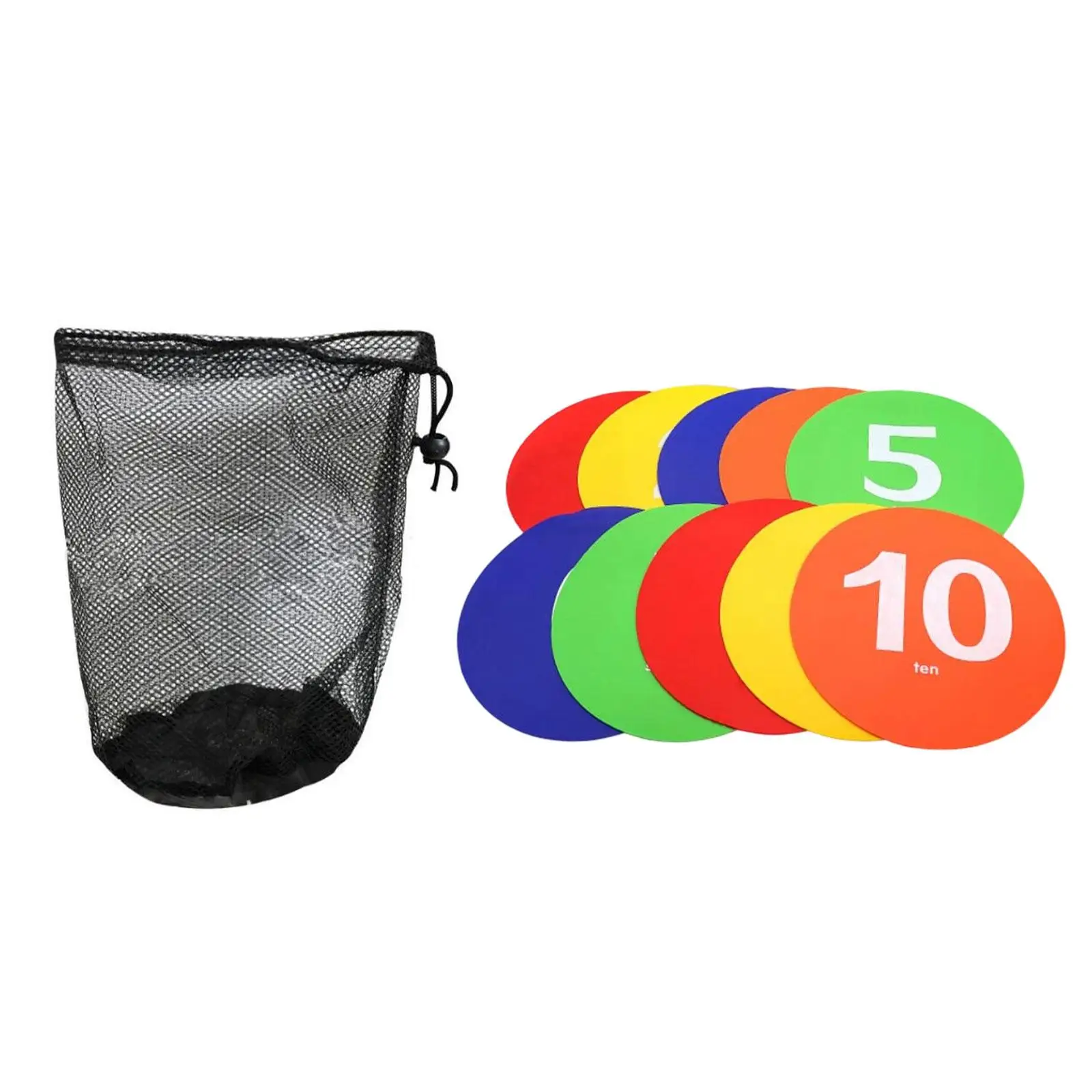 10Pcs Spots Markers with Storage Bag Anti Slip Flexible Round Floor Spots for Exercise Sport Activities Basketball Gym Field
