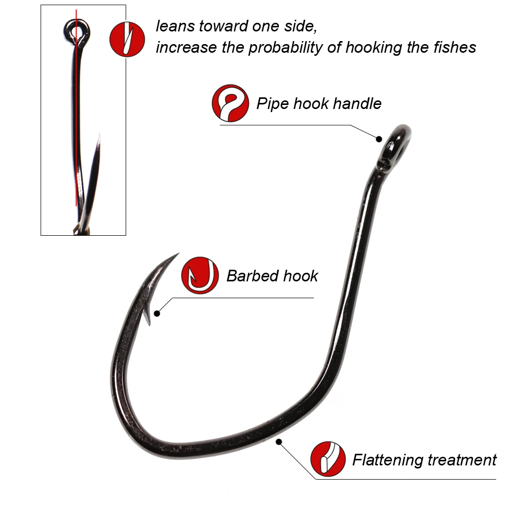 Elllv 100pcs Freshwater Saltwater Fishing High Carbon Steel Barbed Catfish Hook Big Baithook 8 6 1/0 2/0 3/0 4/0 6/0 8/0