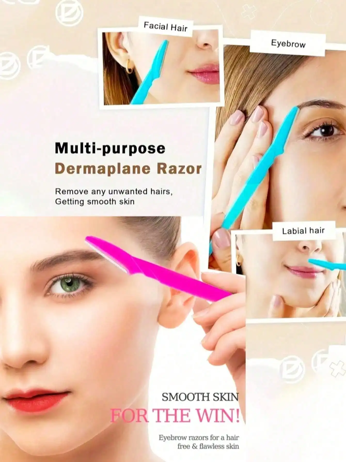 12-Pack Stainless Steel Eyebrow Razors - Fragrance-Free Hair Remover, Perfect Valentine's Day Gift