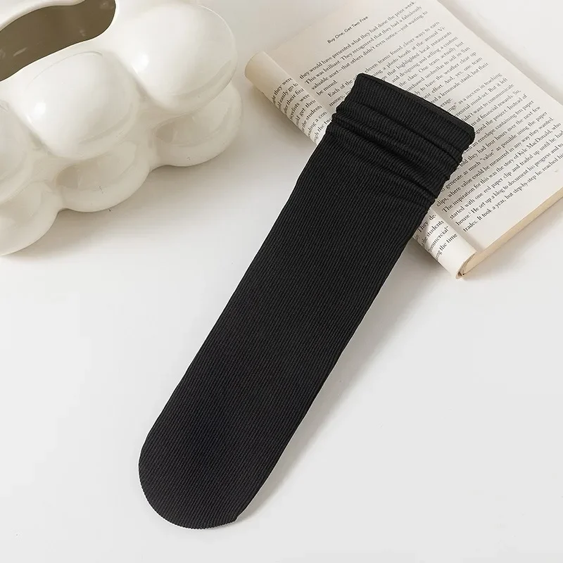 

Women Medium Socks Summer Thin Ins Trendy Internet Red White Velvet Ice Silk Summer Tianchang Pile Socks Ice Ice Socks