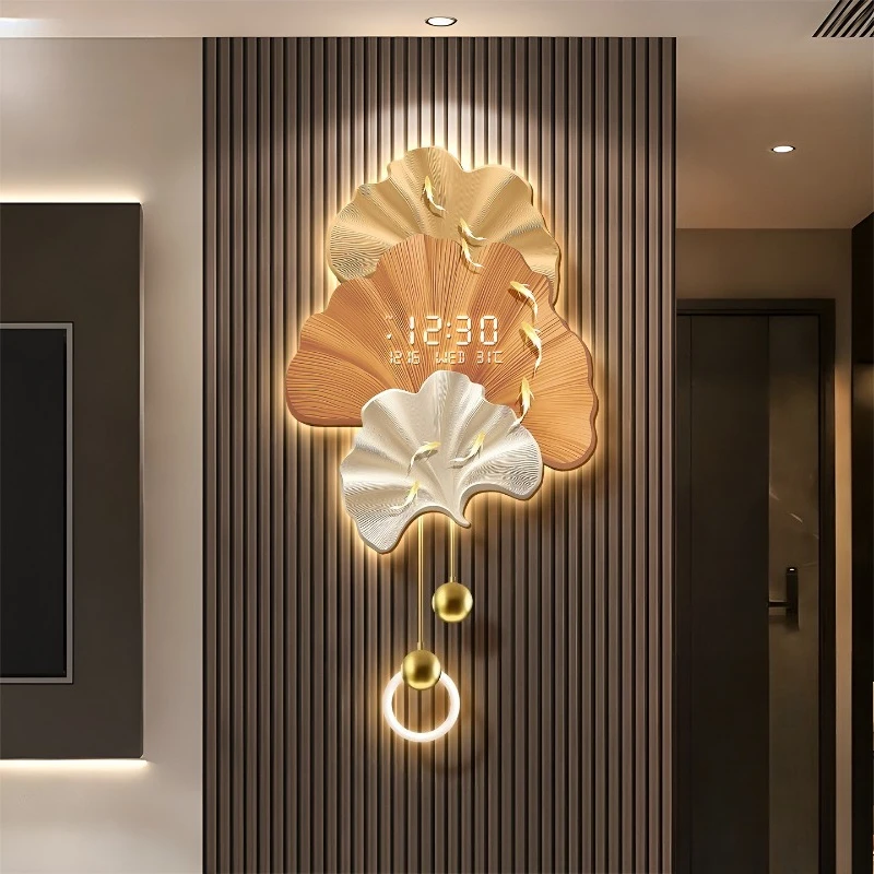 Fashion Simple Wall Clocks Aesthetic Modern Minimalist Chinese Style Clock Wall Luxury Led Horloge Murale Ornaments Home Decor