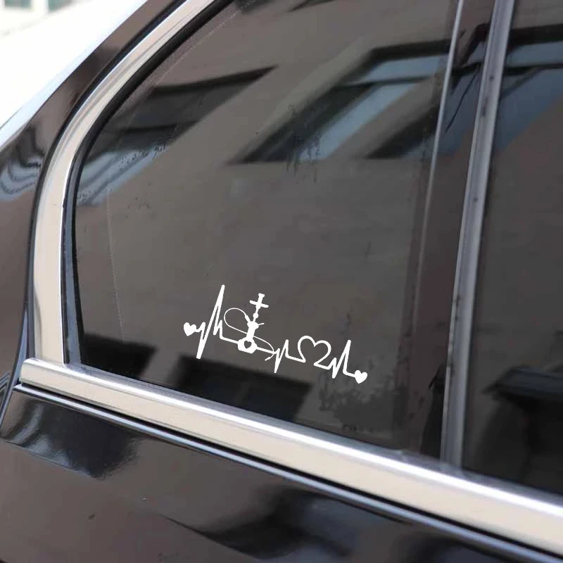 

14.2CM*6CM Hookah Heartbeat Lifeline Decal Vinyl Black/Silver Car Sticker Car Styling Sticker