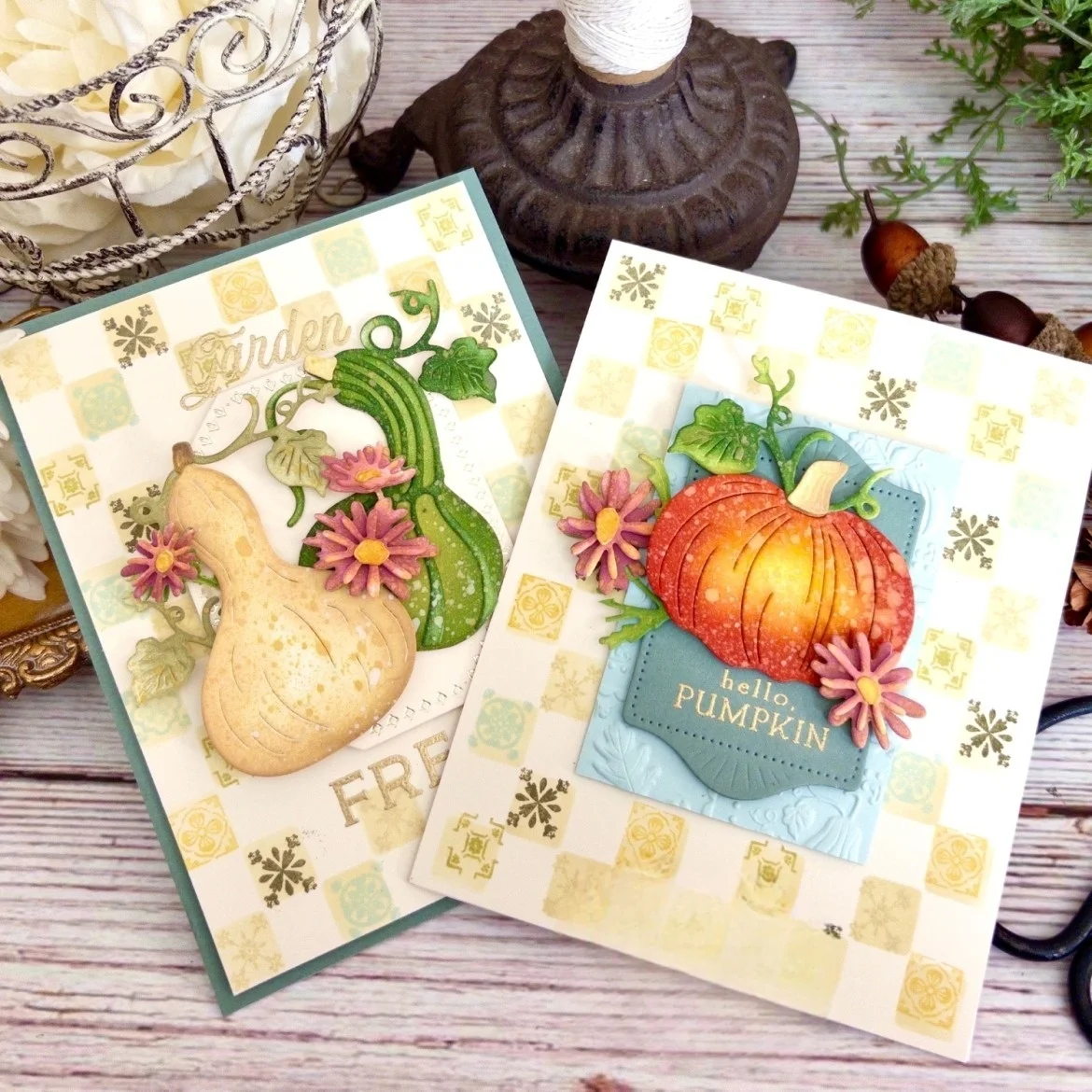 Neu 2026 Herbst Kürbis Wildwood Bouquet Erntedeko Metall-Schneidestanzformen Klarsichtstempel Schablone Heißfolie für DIY-Dekoration Scrapbook – Detail 3