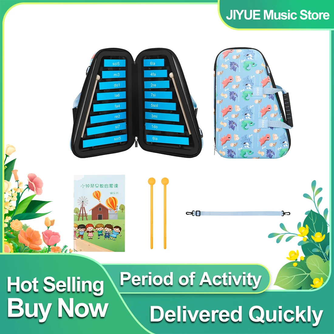 

IRIN 16 Tone Glockenspiel Xylophone Carillon Kids Early Education Music Gifts Dinosaur Box Professional Percussion Instrument