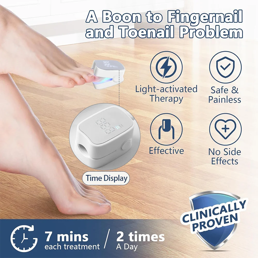 JUSTLANG Rechargeable Fungus Grey Nail Treatment Device Portable Onychomycosis Treatment Laser Therapy Relieve Ingrown Foot Care