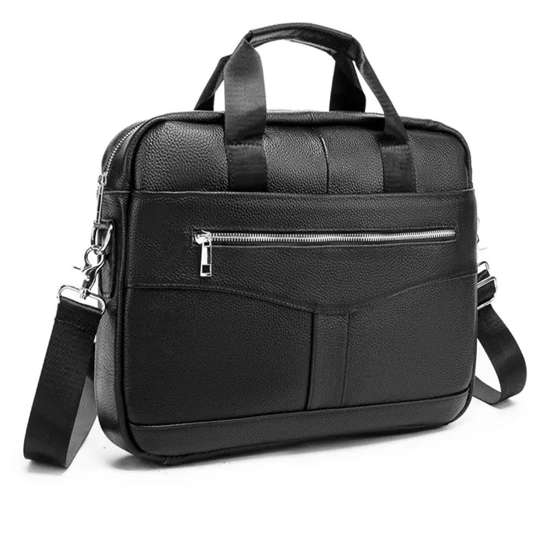 new-men's-bag-genuine-leather-men's-handbag-cowhide-computer-bag-14-inch-business-large-capacity-briefcase