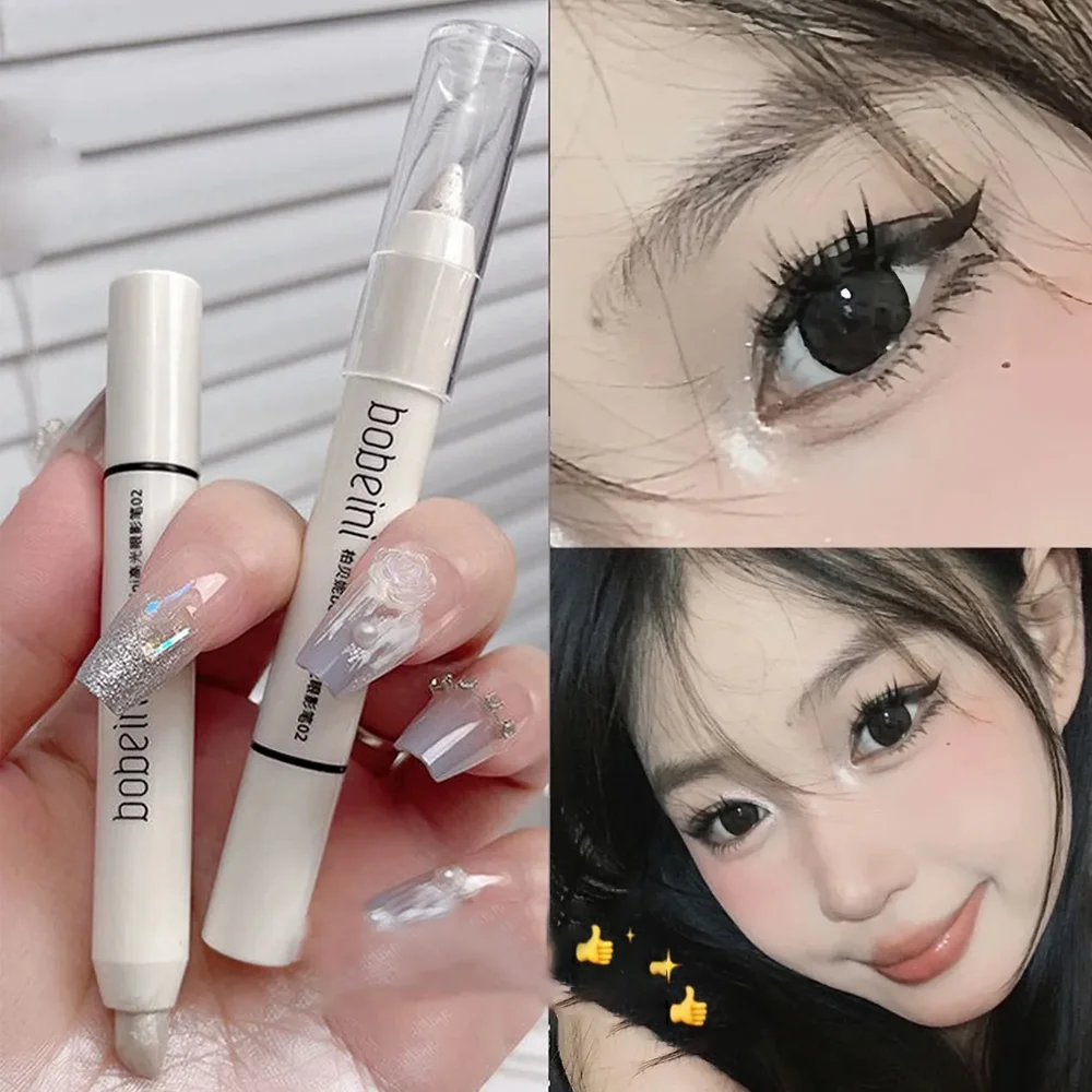 The 3-color highlighter eyeshadow pencil waterproof non-smudging matte brightens eyes easy to use