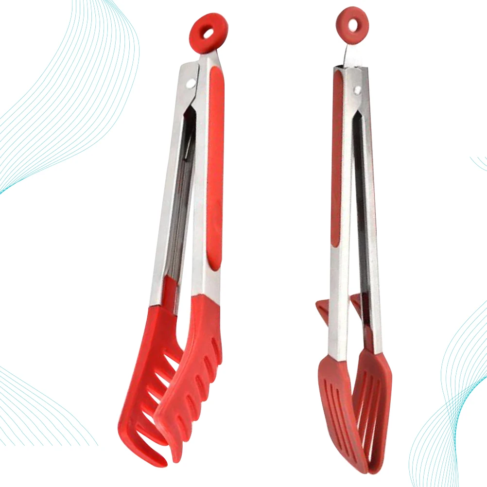 

2pcs Silicone Food Clips Comb Shaped Spaghetti Clip Kitchen Tool Bbq Tongs Hanging Design For Home Restaurant Cake Steak