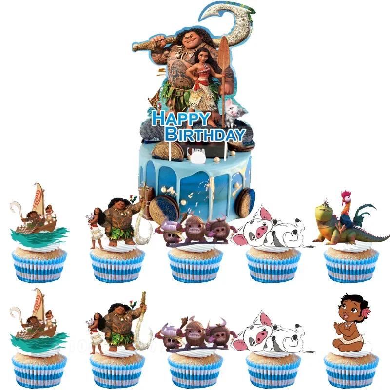 Disney Moana2 Cake Topper Birthday Party Supplies Children's Birthday Cake Topper Decorate Party Disposable Tableware