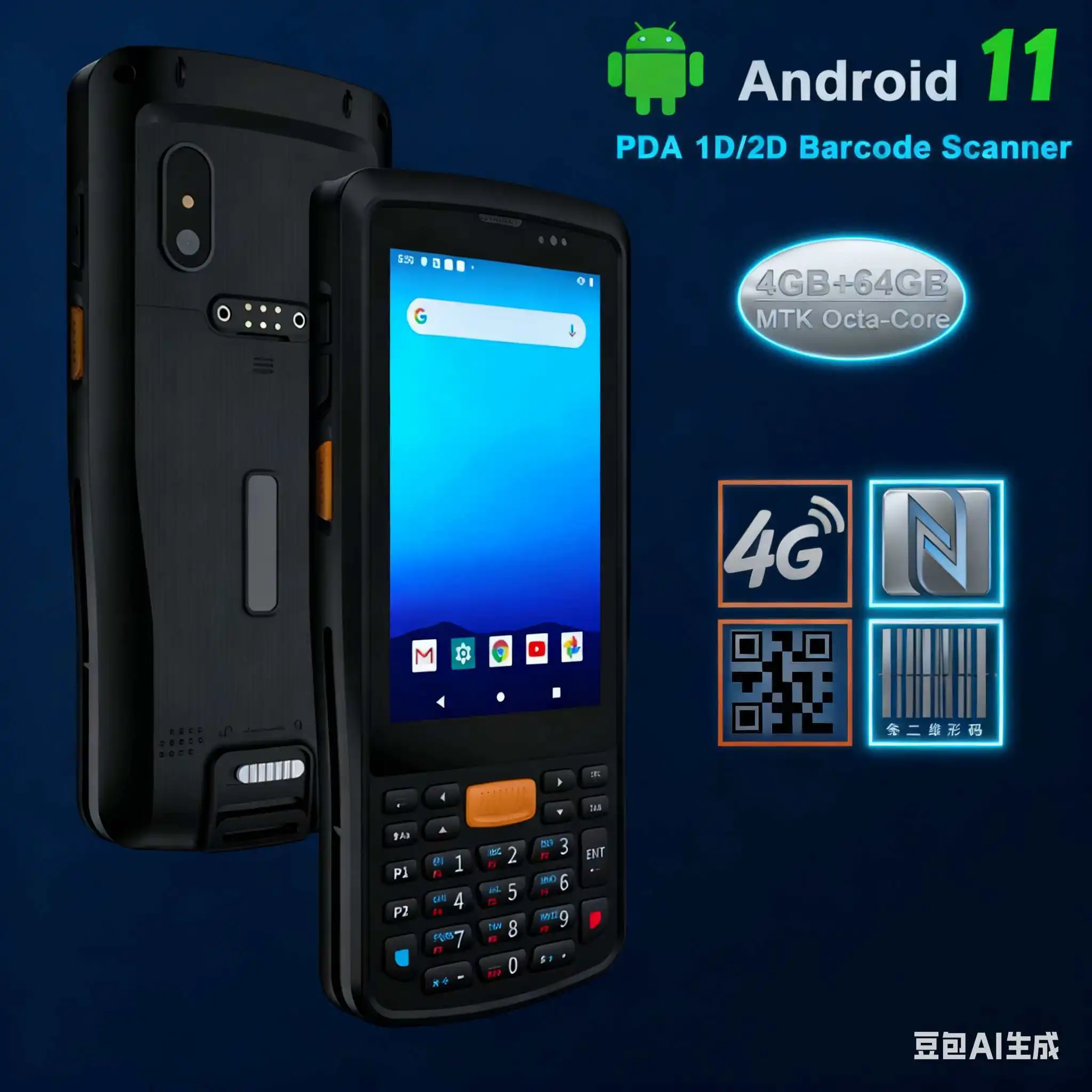 

Android 11 PDA Handheld Terminal with 2D QR Zebra Barcode Scanner WIFI 4G NFC Data Collector Terminal Device