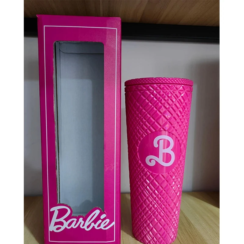 710Ml Barbie Straw Water Cups Anime Portable Water Cup High-Capacity Coffee Cola Cup Woman Office Water Bottle Birthday Present