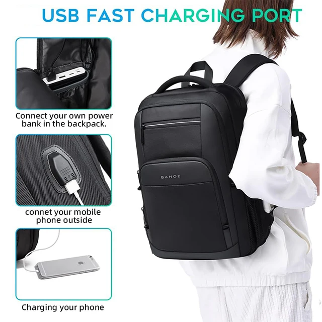 BANGE Lightweight 15.6 inch Laptop Backpack Waterproof USB Charge Port Multifunctional Travel Hiking School Bag Mochila for Men 6