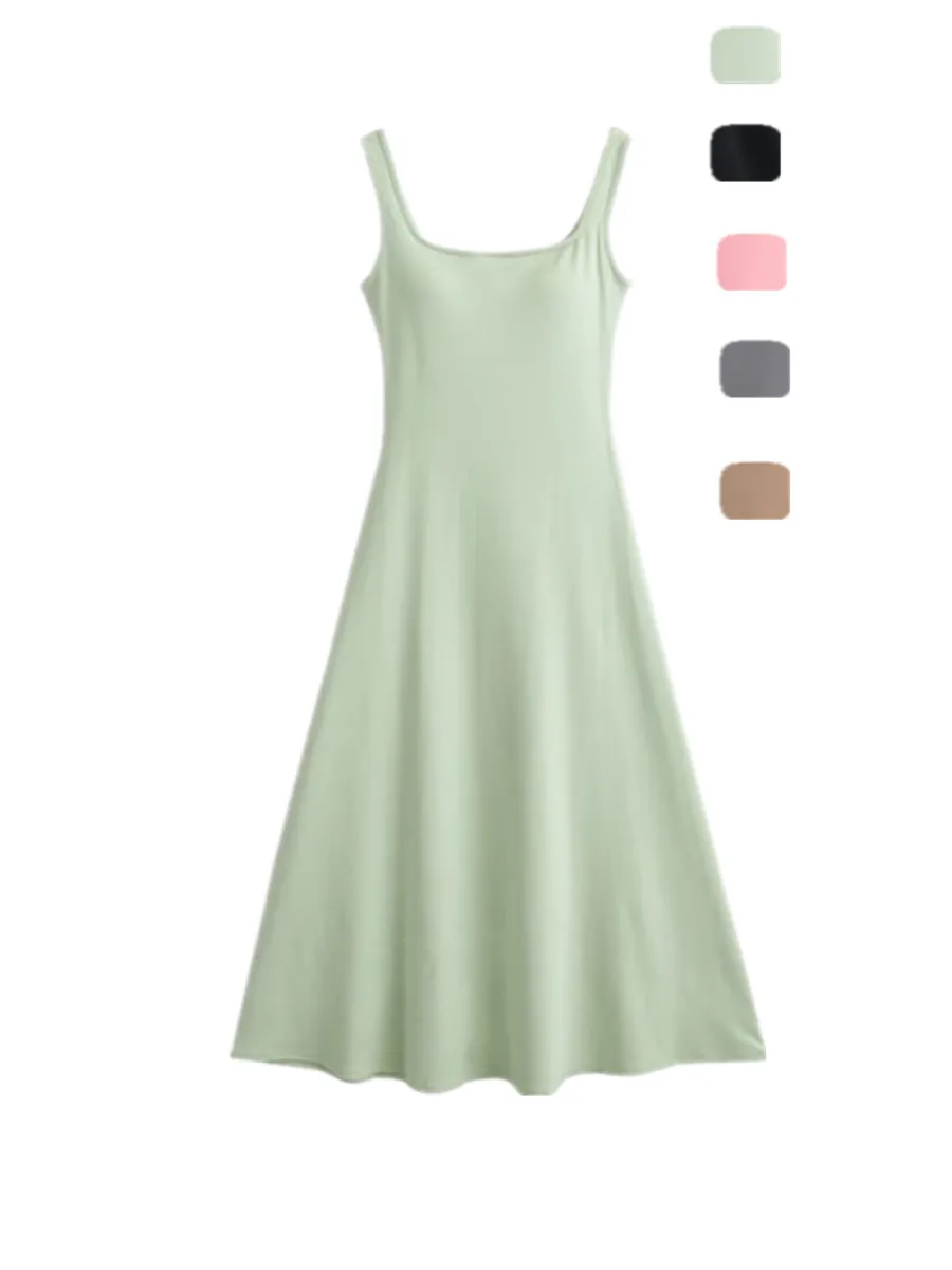 Ele Slim Fit Vest Dr Pure Color Vaion Body ape Highlighting Long Skirt Retro Sexy Design Spring Summer Autumn