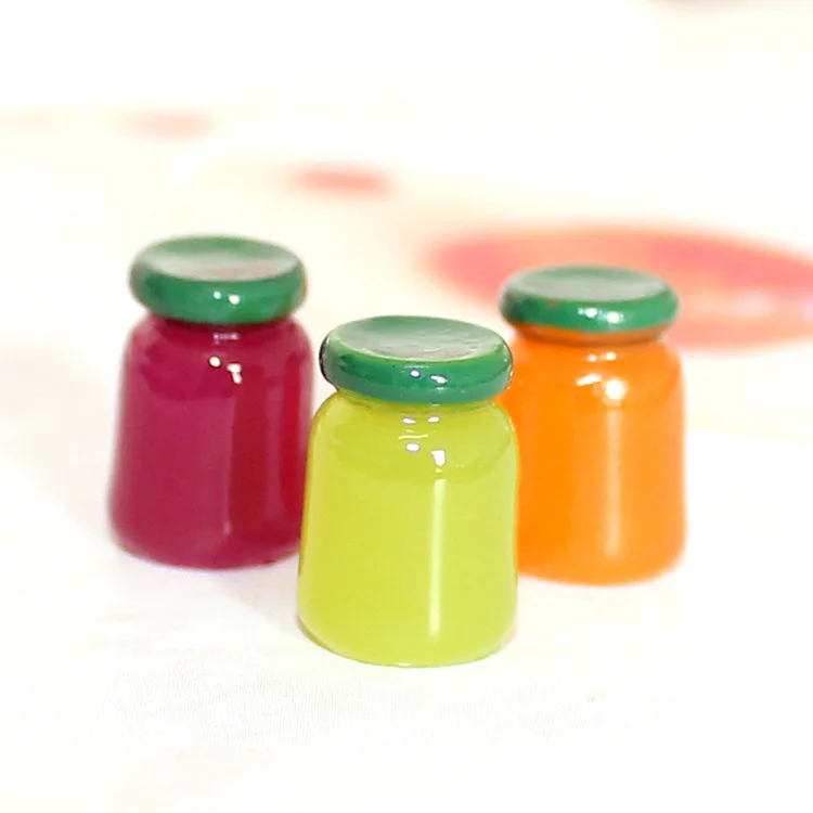 Mini Kawaii Resin Jam Bottle Planar Flatback Miniature Accessories Cabochons Diy Scrapbooking Phone Case Flat Back Embellishment