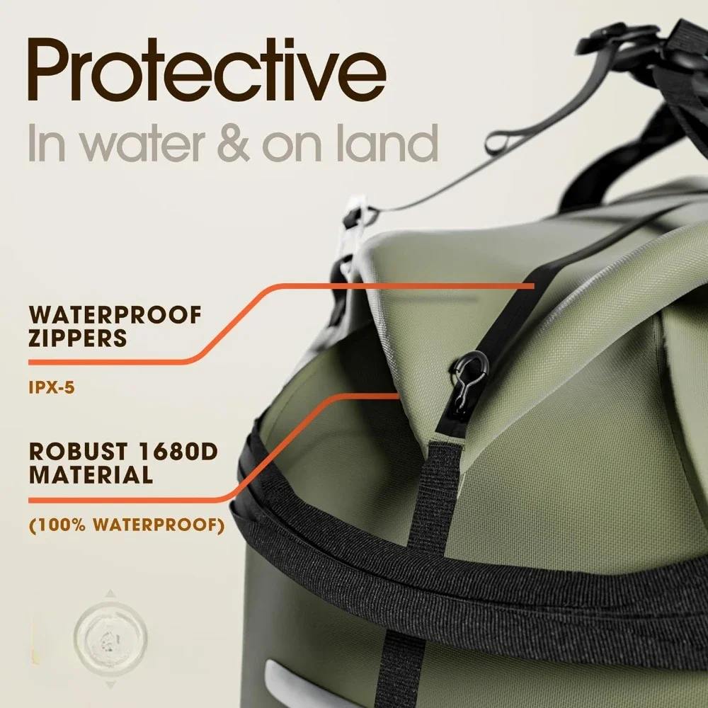 Waterproof Duffel Bag Large Dry Bag 1680D TPU Waterproof Bags - Heavy Duty Camping Bag 8x8 Popout Pocket