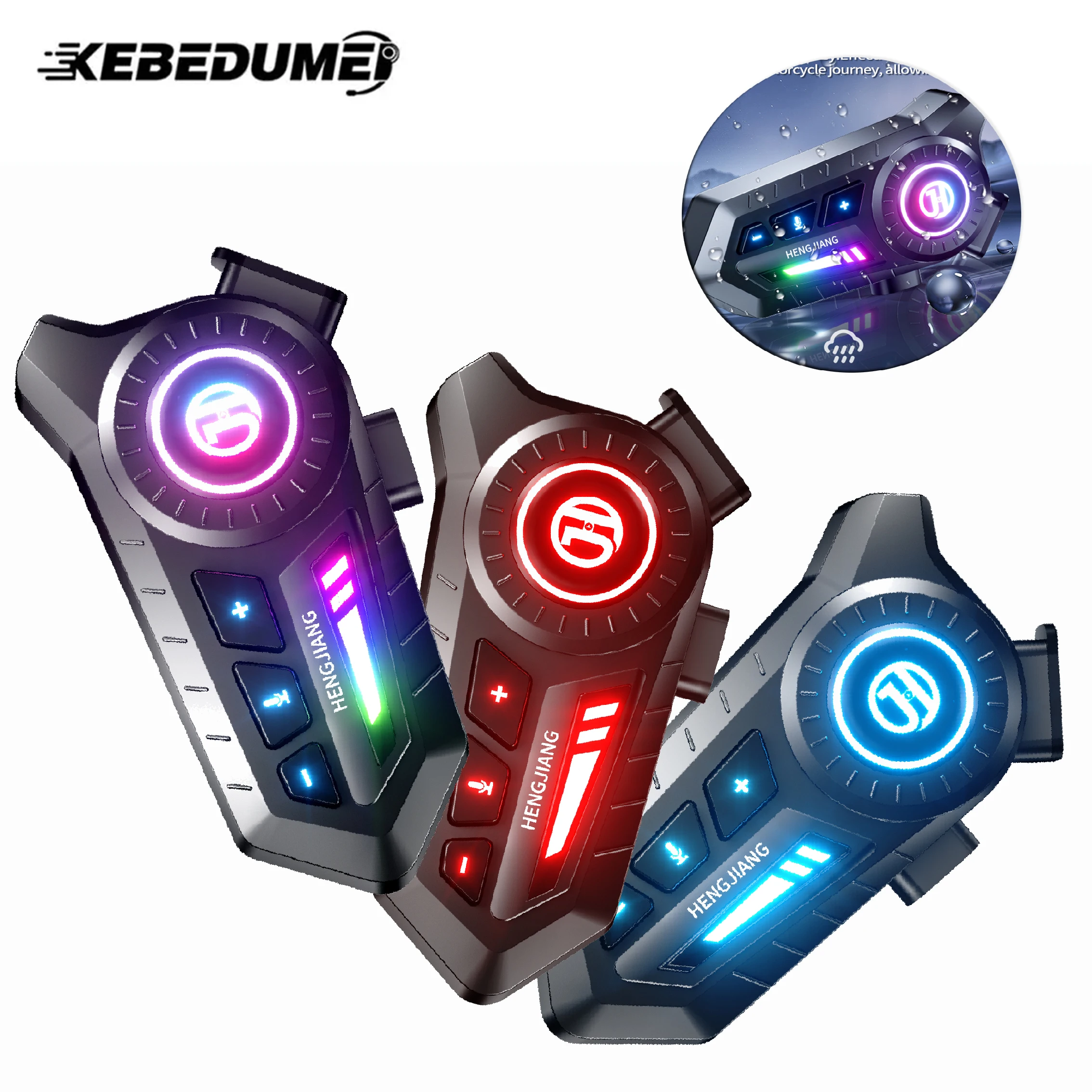 

Bluetooth 6.0 Motorcycle Helmet Headset Tri-Colorful Lights Earphone IPX6 Waterproof Support Connecting 2 Phones Same Time