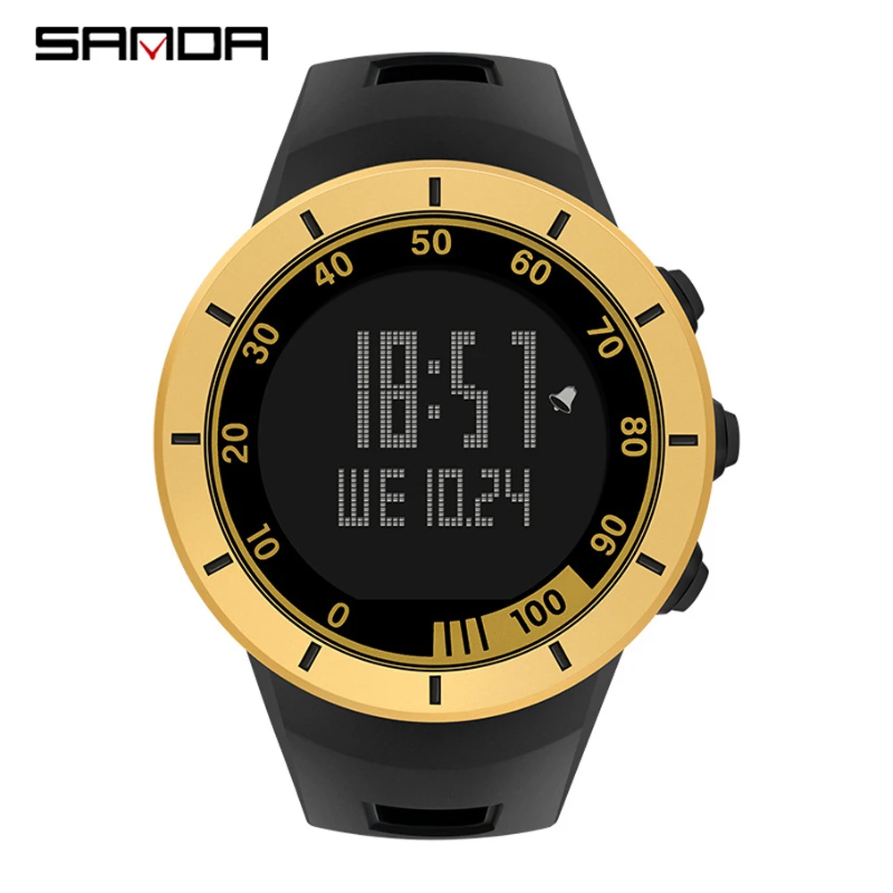 2023 New Fashion Top Brand Sanda Military Sports Led Digital Electron Big Dial Silicon Student Man Gift Waterproof Wrist Watches