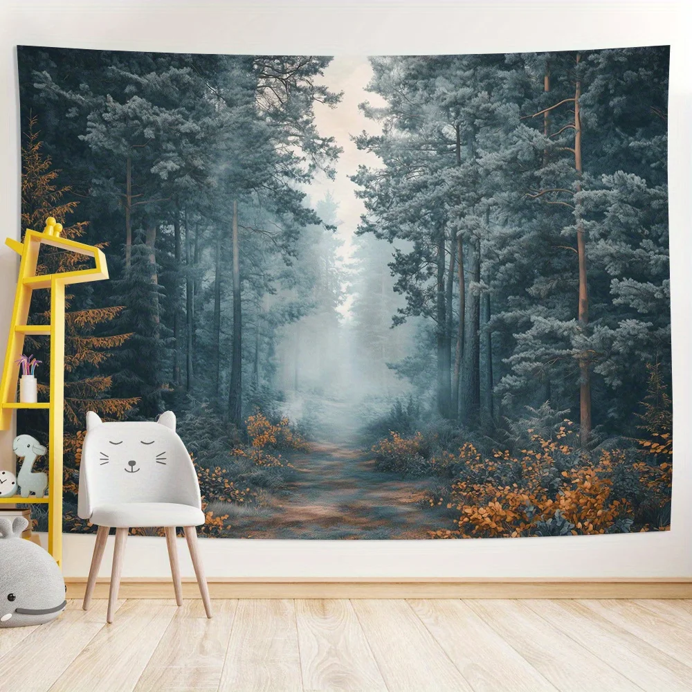 Misty Forest Path Wall Tapestry 4