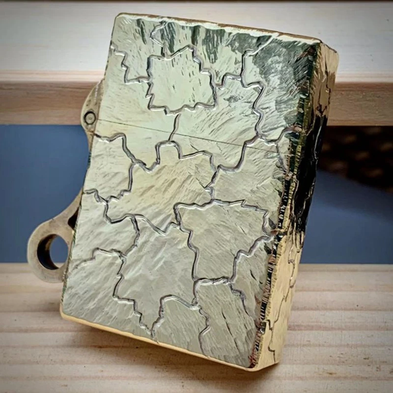 EDC Brass Square Box Large Hinge Thick Shell Windproof Gift Hiking Handle Outdoor Camping Portable Tools