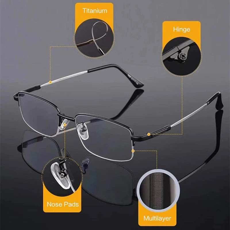 Ultraleichte, flexible Lesebrille mit progressiver Multifokal-Korrektur, Blaulichtfilter, Anti-Ermüdungs-Metallgestell, Lesebrille – Detail 3