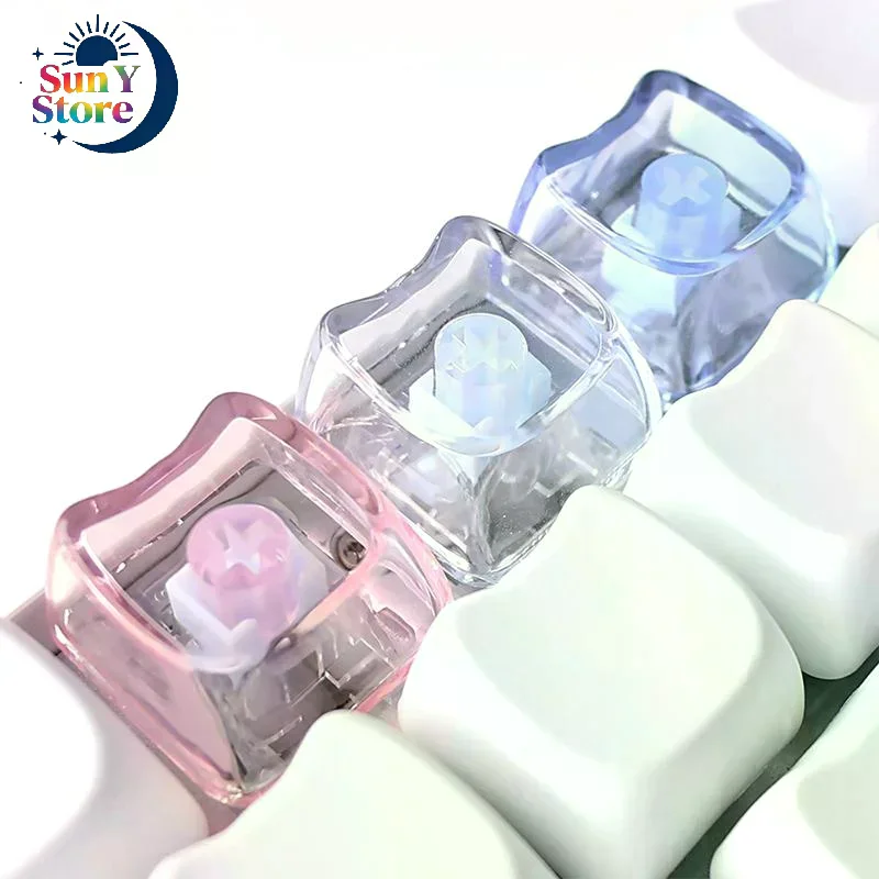10/20pcs Cute Cat Shaped Transparent Keycaps PBT 1U PC Blank Key Caps MAO Profile DIY No Engraved Keycap For MX Switch Keyboard