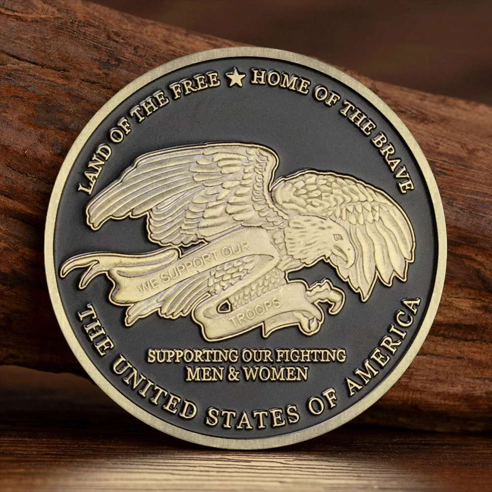 U.S. Five Major Military Insignia Commemorative Coins Army Navy Collector Military Fans American Eagle Antique Gold Coin