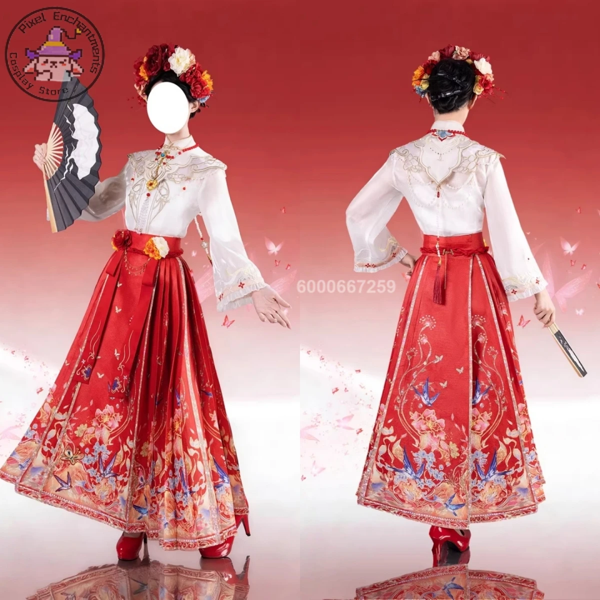 

Top Game Naraka: Bladepoint Cosplay Costume Anime Lan Meng Role Playing Mamian Skirt Set Outfit Headwear Women Adult Comic Con