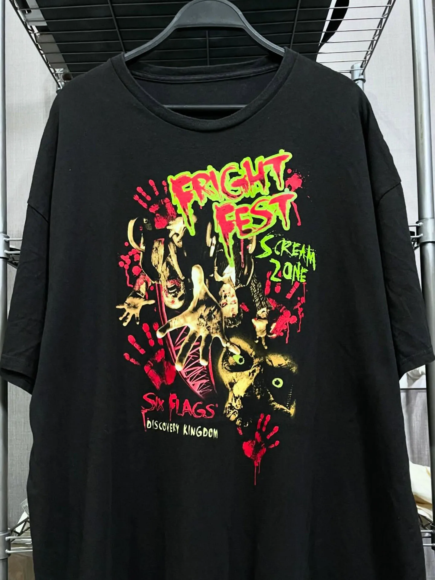 Scare Fest Horror Theme Park Short Sleeve T-Shirt Cityboy Dark Street Style Heavyweight Pure Cotton Half Sleeve Trendy Top