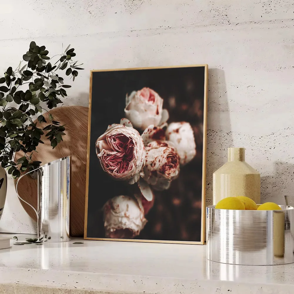 خمر روز قماش جدار الفن الأزهار اللوحة رومانسية زهرة طباعة النباتية ديكور المنزل صورة كبيرة الحجم العمل الفني الحديث #1