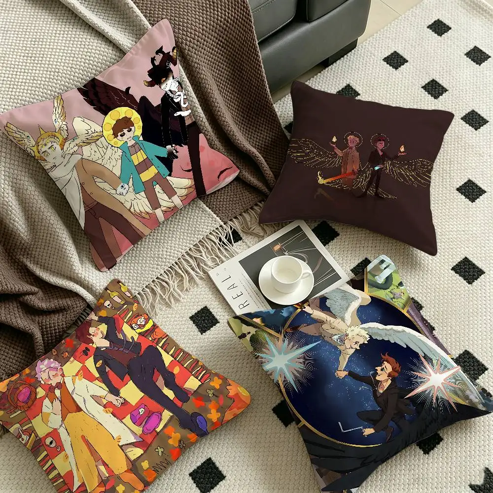 Cartoon Good Omens TV Personalized Pillow Cover Kids Bedroom Wild Party Decor Pillowcase kid Birthday shower Gift