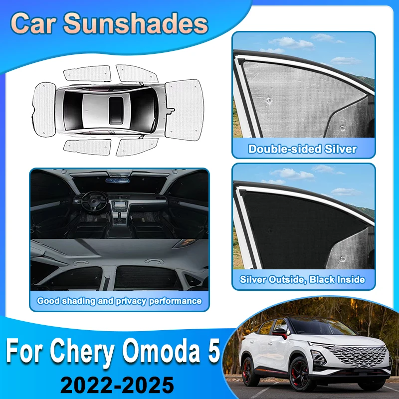 For Chery Omoda 5 2022 2023 2024 2025 C5 T34 Car Upgraded Sun Shades Front Rear Windshield Privacy Sun Visors Covers Accessories