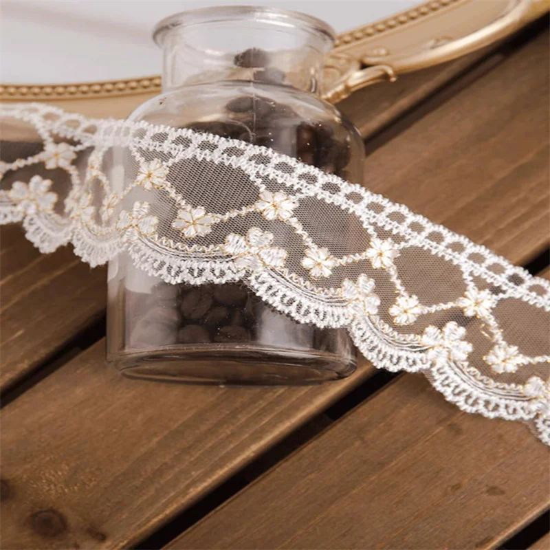 New High-Quality Gold Lace Fabric Decorative Ribbon DIY Sewing Supplies Decal Lolita Wedding Dress Accessories 5cm