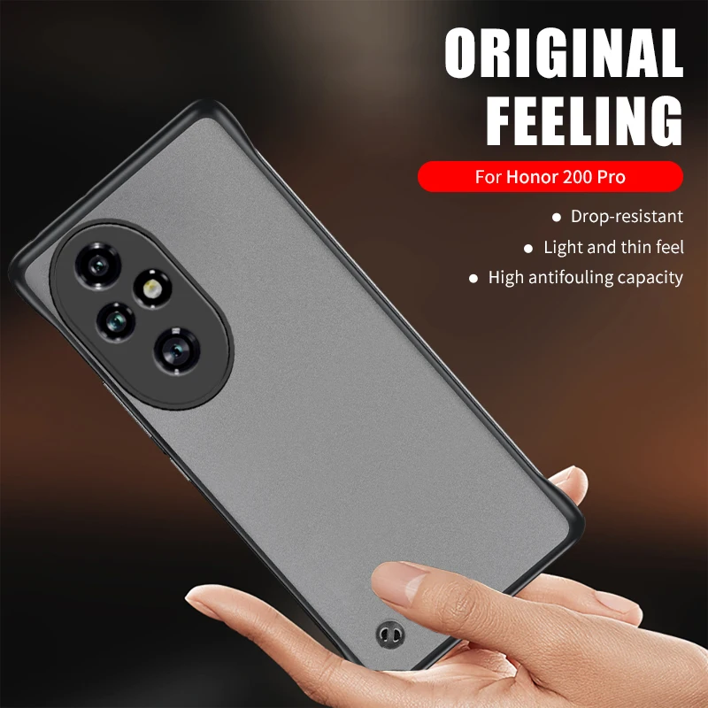 Transparent Borderless Anti-Drop Ultra-Thin PC Hard Back Cover For Honor200 Honor 200 Pro 200Pro Case Honar Honer 200Pro 5G 2024