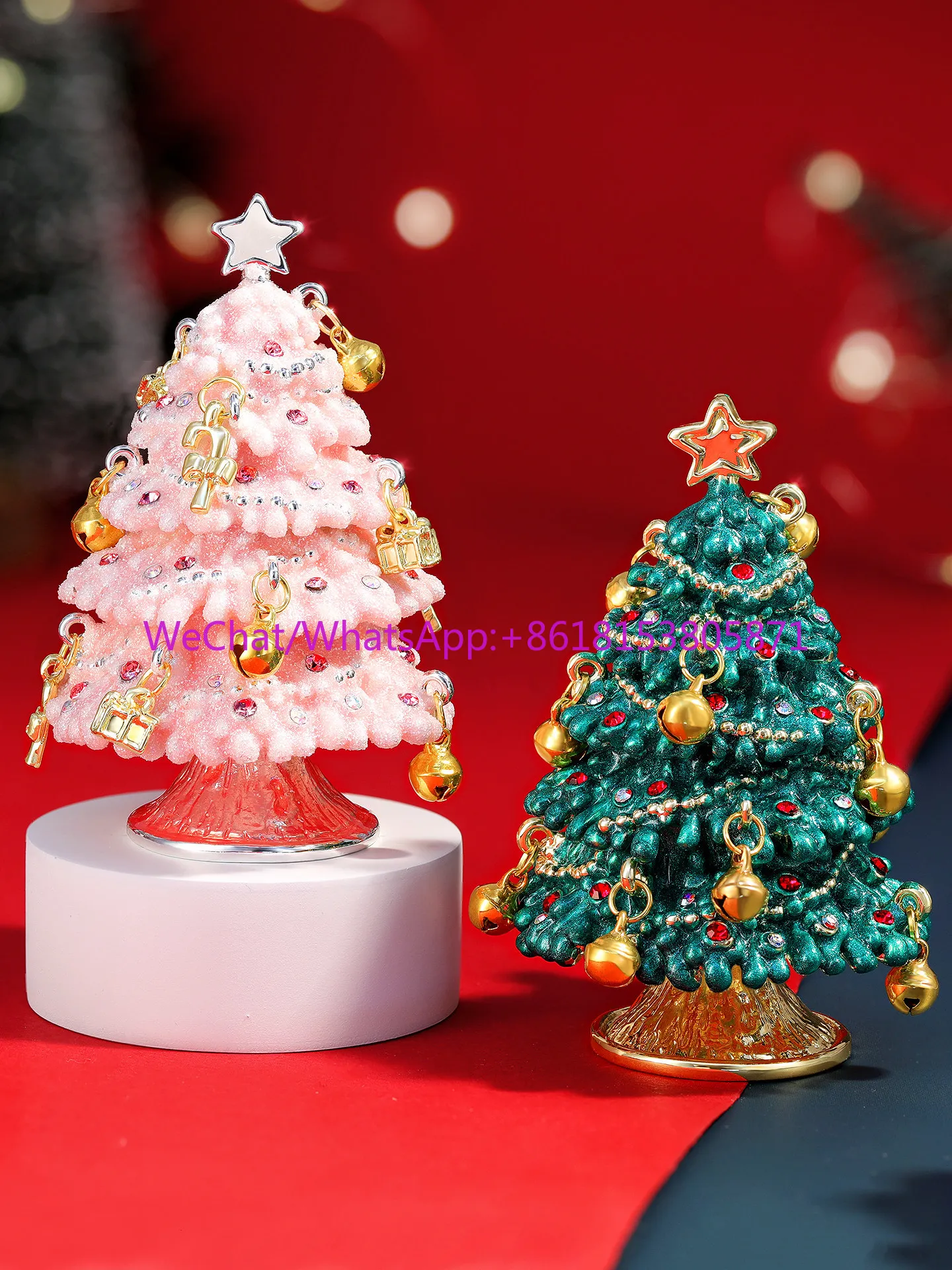 High-end enamel color wishing Christmas tree marriage proposal ring jewelry storage ornament