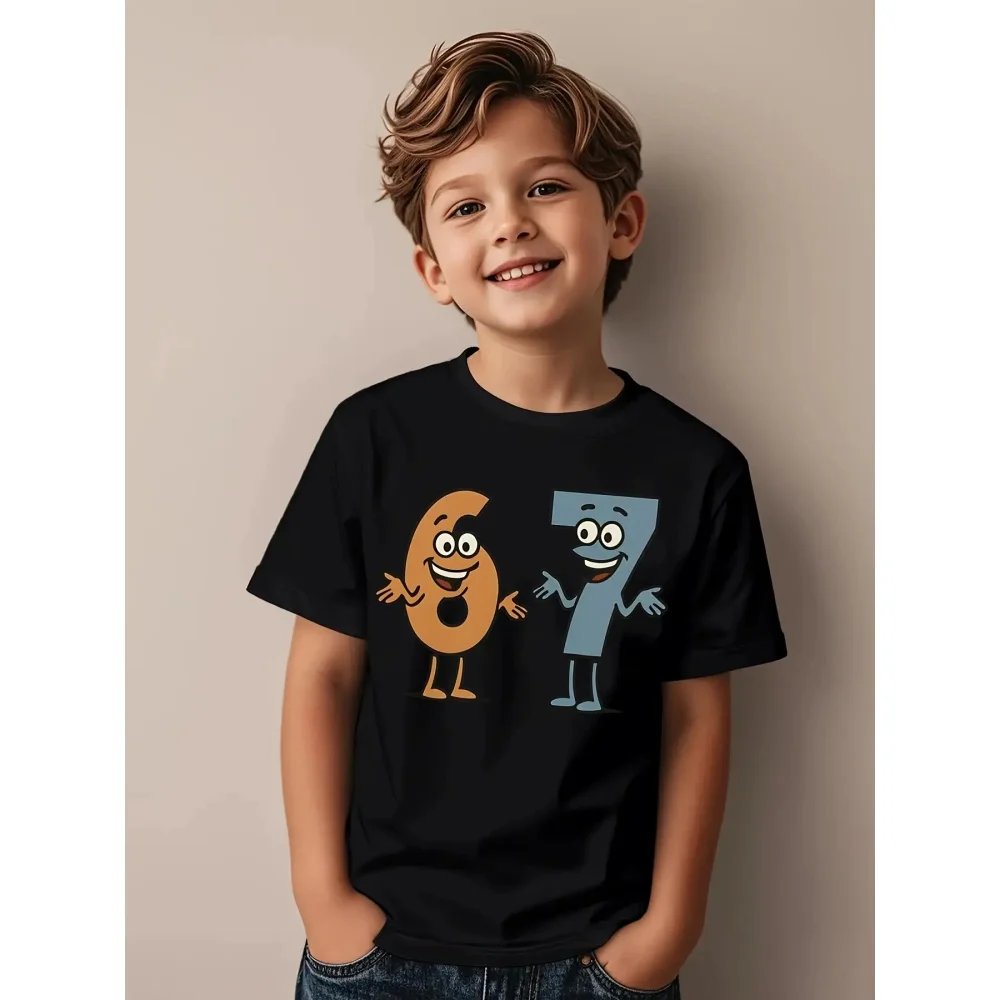 67 Meme T-Shirt for Kids Funny Digital 3D Print Summer Short Sleeve Tee Loose Comfortable Tops Streetwear Fashion Kids Clothes #6