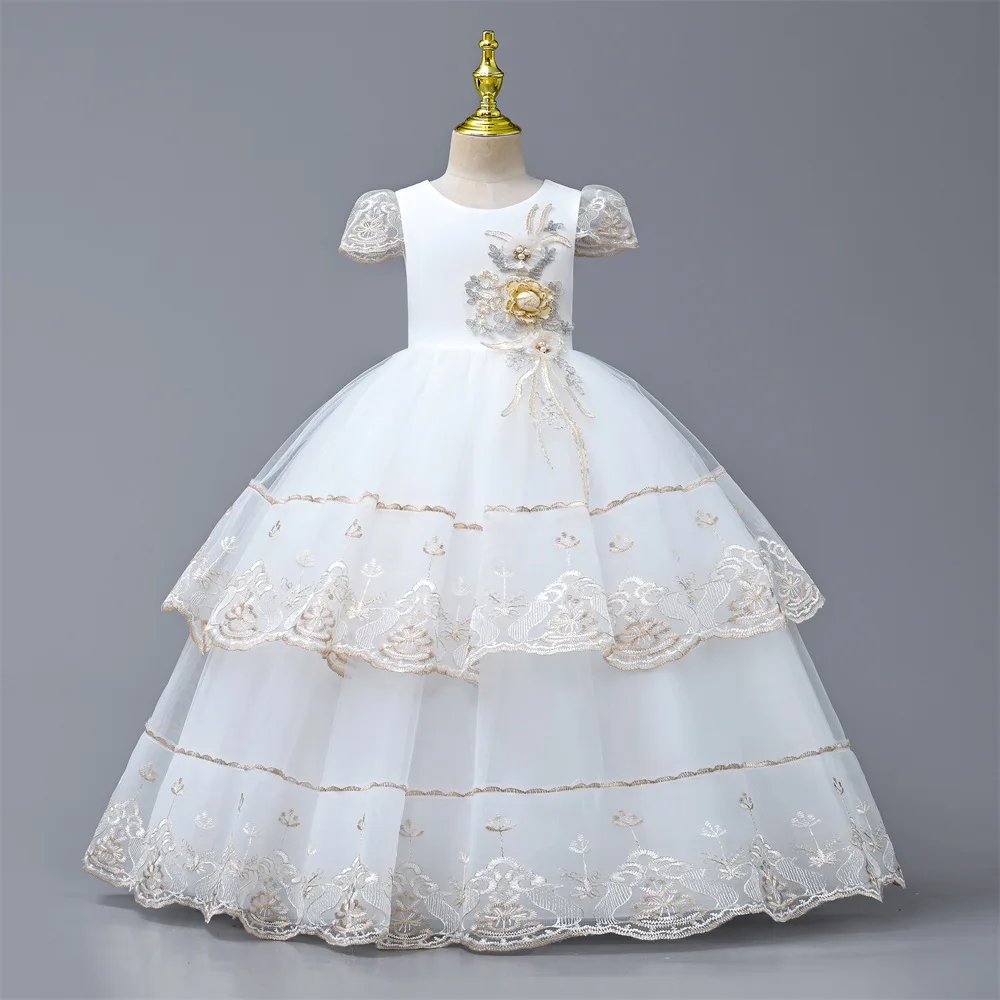 

High-end Princess Dress Flower Girl Little Girl Long Skirt Children Host Performance Clothing Summer