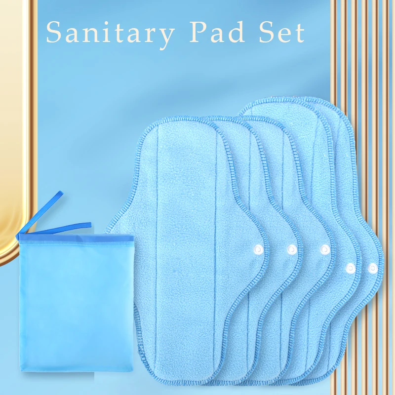 BIAI 5PCS Female Menstrual Pad Waterproof Sanitary Napkin Reusable Washable Nursing Pad Water Absorption Sanitary Towel for Lady